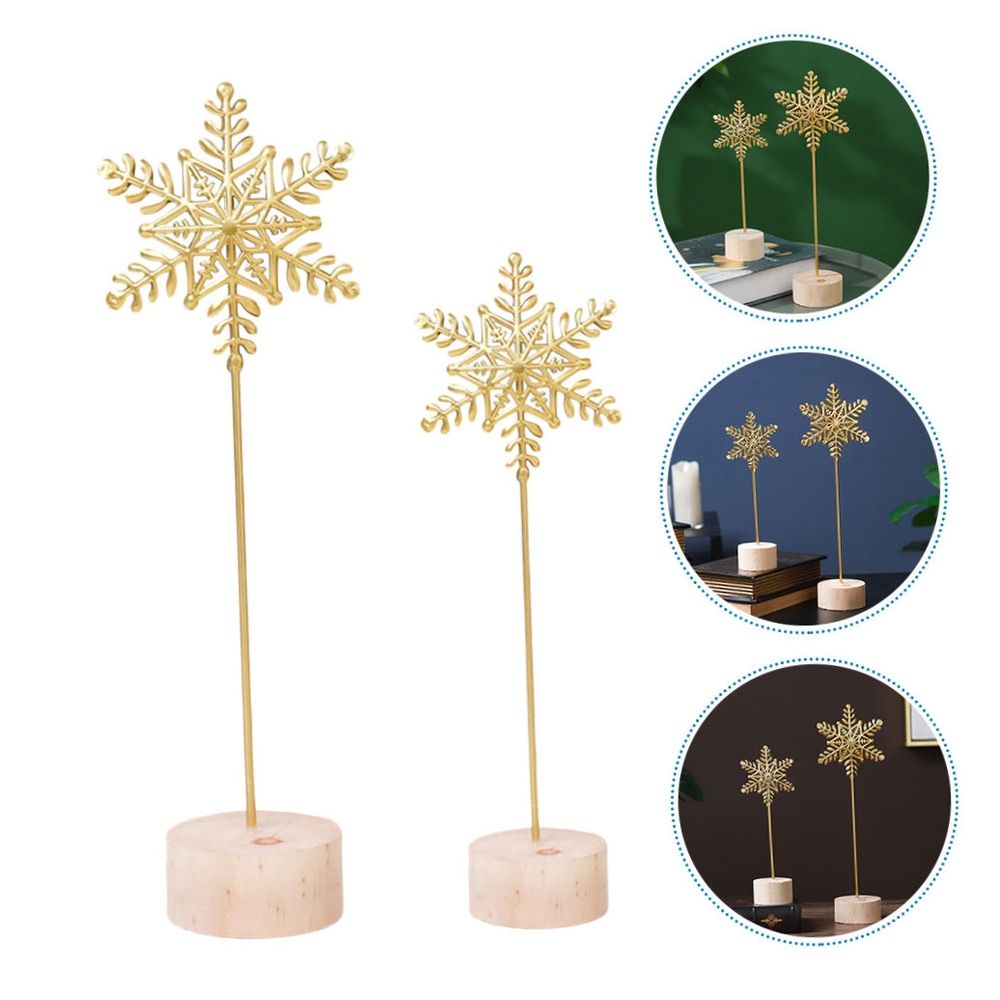 Set of 2 Golden Ornaments Iron Art Christmas Decorations for Desktop and Home Holiday Decor