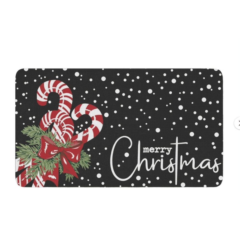 Merry Christmas Door Mat Christmas Candy Cane Doormat Indoor Outdoor Entrance Floor Rug Non Slip Winter Christmas Decor Rubber Welcome Mats