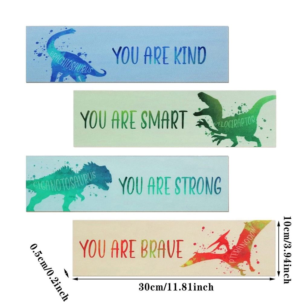 4Pc Listing . Inspirational Famous Saying Wooden Listed Dinosaur Room Bedroom Decoration Boy Dinosaur Wall Decoration