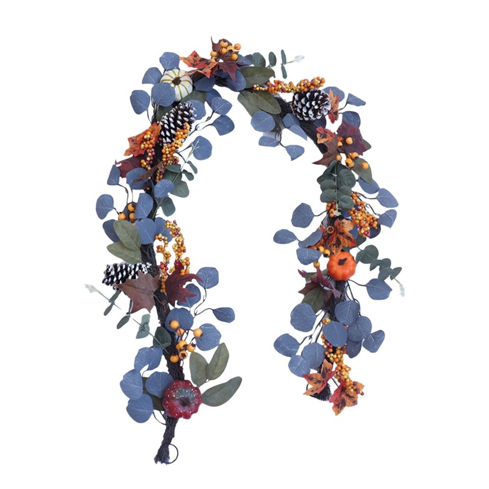 A Halloween door hanging Autumn Garlands Pumpkin Berries Vine Flowers Thanksgiving Table Center Outdoor Autumn Decorations Autumn Halloween Family Fireplace Decorations