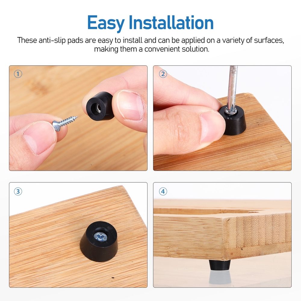 100Pcs Black Rubber Feet for Furniture Cutting Board Anti Skid Shock Absorber Pads