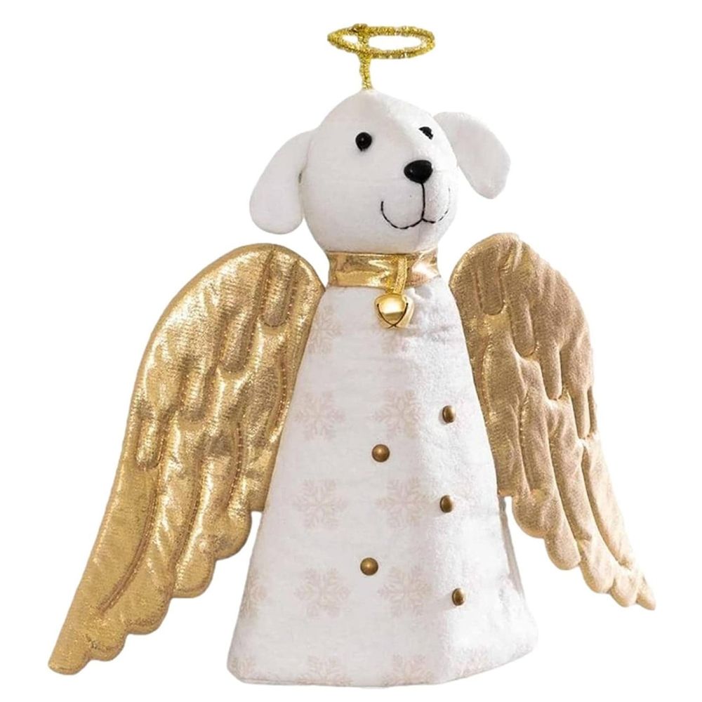 Christmas Tree Topper Decoration - Christmas Angel Dog Tree Topper LED Lighted Garland & Wings Decor Ornament, Holiday Decoration (3.1*9.84 Inch)