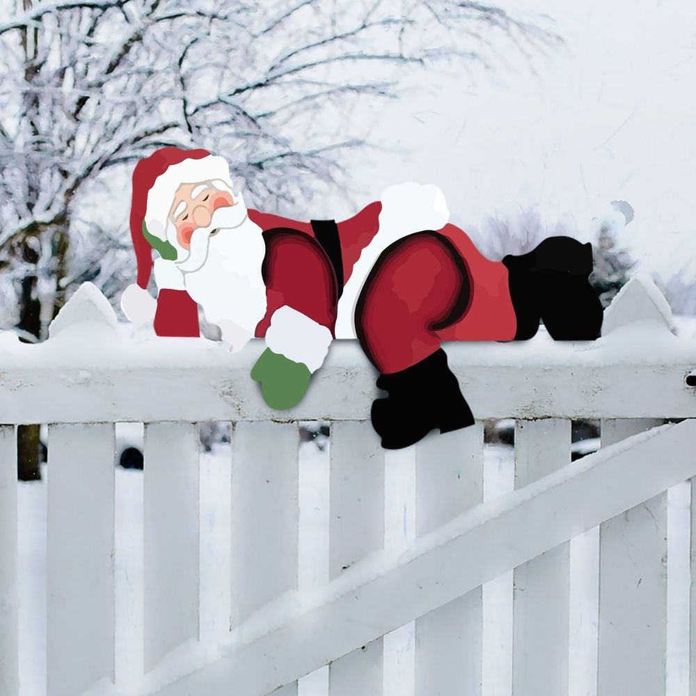 Santa At Christmas Garden Fence Decoration Courtyard Insertion, Christmas Outdoor Decorations, Joy Decor for Christmas Lawn Yard Decorations ,Winter Christmas Must Haves