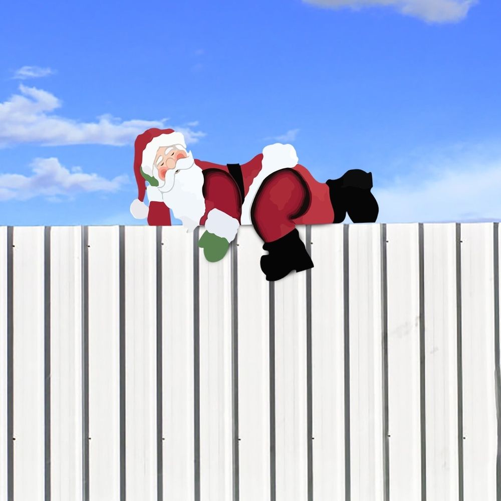 Santa At Christmas Garden Fence Decoration Courtyard Insertion, Christmas Outdoor Decorations, Joy Decor for Christmas Lawn Yard Decorations ,Winter Christmas Must Haves