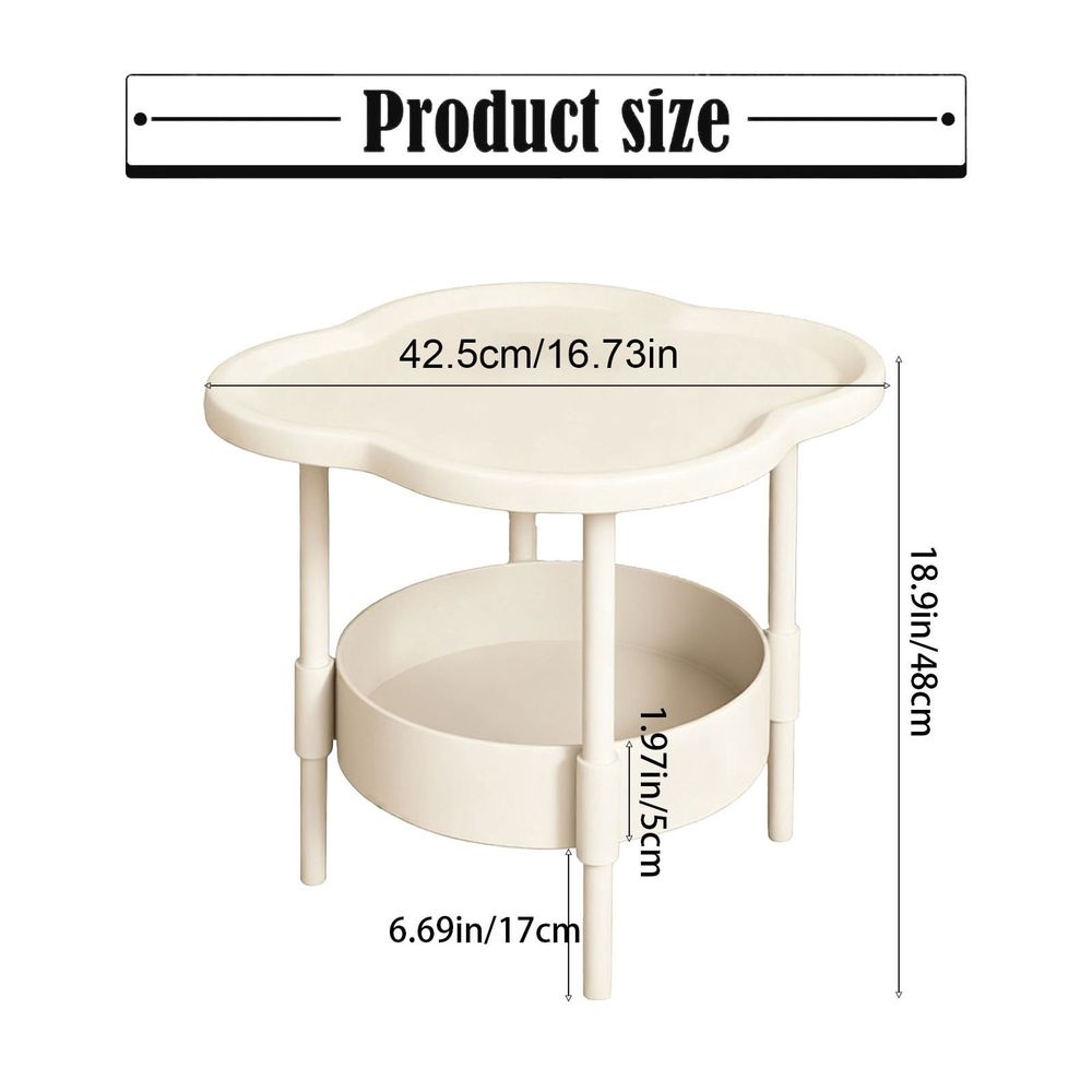 2 Tier Side Table, End Table Side Table Waterproof Small Sofa Coffee, Side Tables Bedroom Indoor Outdoor with Removable Tray for Living Room Bedroom Balcony and Office, Easy to Assemble