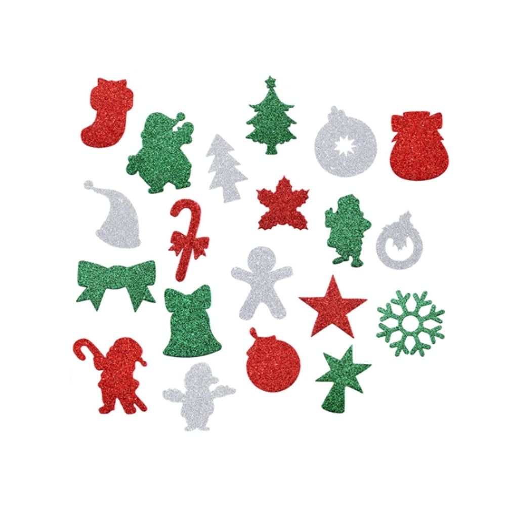 DIY Glitter Christmas Foam Stickers Self Adhesive for Christmas Trees Tables Books Walls Decoration