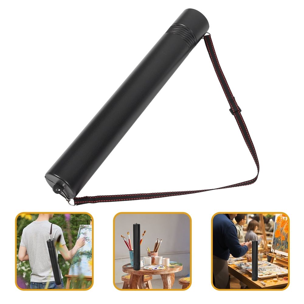 Black Adjustable Artwork Tube, Plastic Poster and Document Carrier, Multi-Functional Storage and Transport Tube