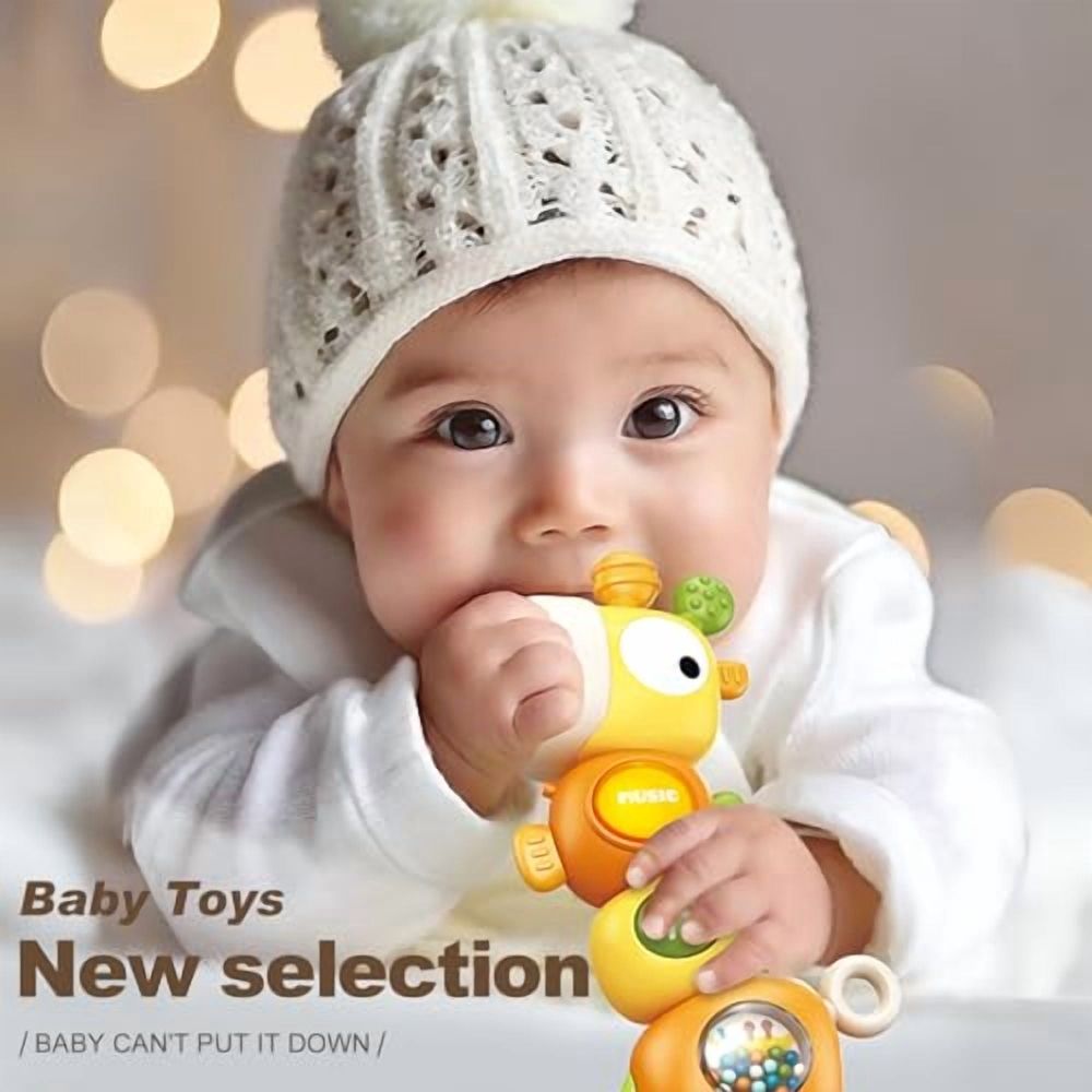 Baby Montessori Sensory Toys for 3-6 6-12 Months,Newborn Infant Rattle Toys,Learning Educational Musical Toys for Boys Girls (Yellow)