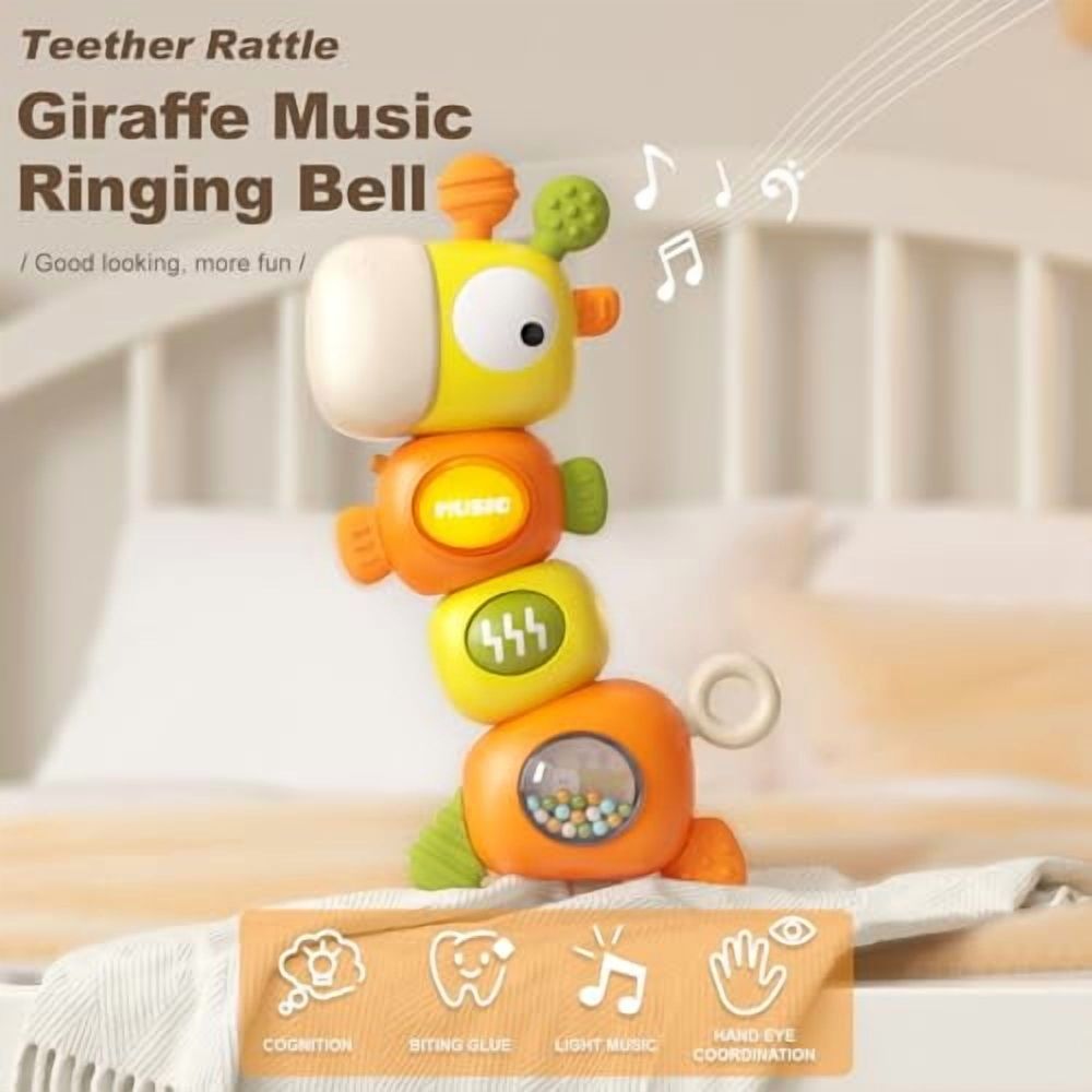 Baby Montessori Sensory Toys for 3-6 6-12 Months,Newborn Infant Rattle Toys,Learning Educational Musical Toys for Boys Girls (Yellow)