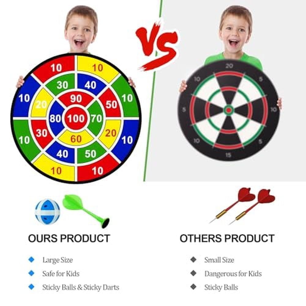 Large Dart Board Toys for Kids: 29' Sticky Board w/12 Sticky Balls & 4 Darts Indoor Outdoor Sport Fun Family Party Games Toys Birthday Gifts for Kids Boys Girls 3 4 5 6 7 8 9 10 11 12 Years Old