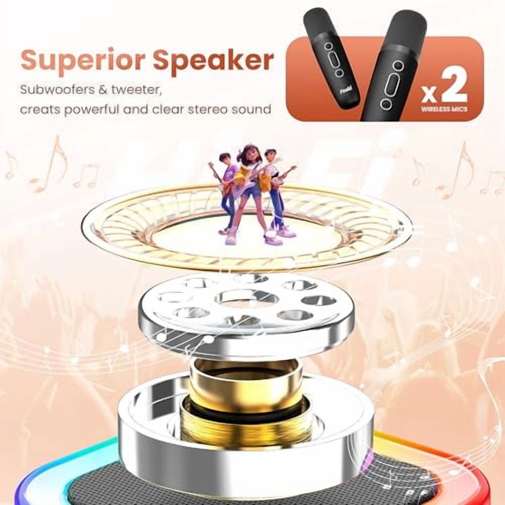 Mini Karaoke Machine for Kids Adults,Portable Bluetooth Speaker with 2 Wireless Karaoke Microphones,TOP Birthday Gifts Toys for Boys 3,4,5,6,7,8+Years Old Toddler Karaoke Player