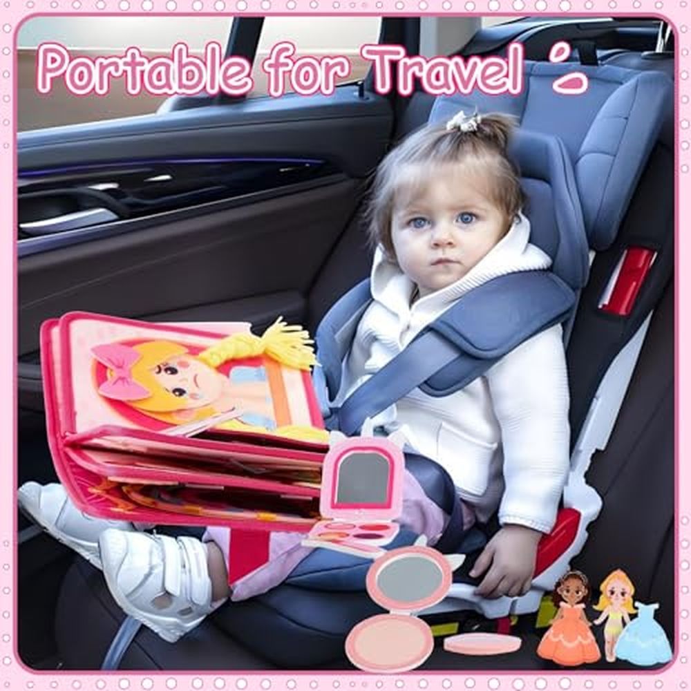 Busy Book for Toddlers 1-3,Montessori Princess Book with Various Activities for Girls,Educational Felt Quiet Learning Activity Books for Toddlers 1-3