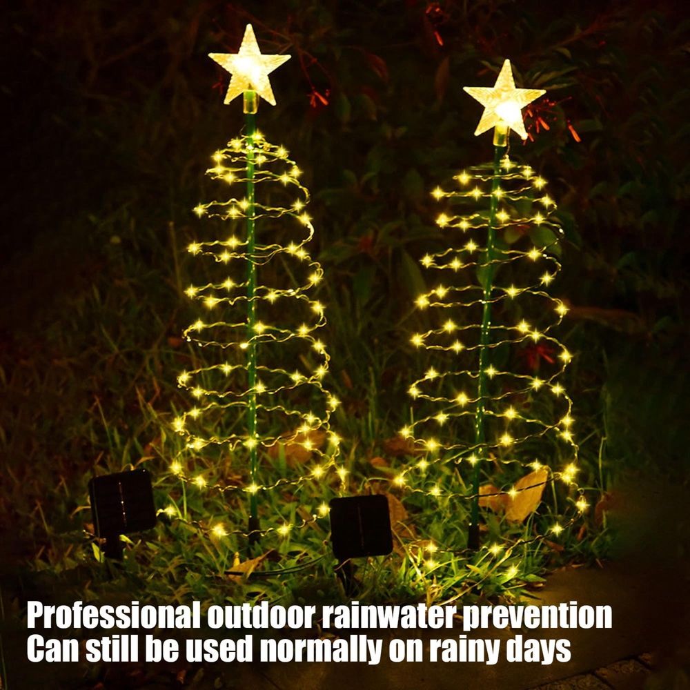 Solar Christmas Tree Lights Outdoor, 8 Lighting Modes Warm White LED Garden Stake Light, Waterproof Auto On/Off for Patio Lawn Yard Holiday Decor Clearance