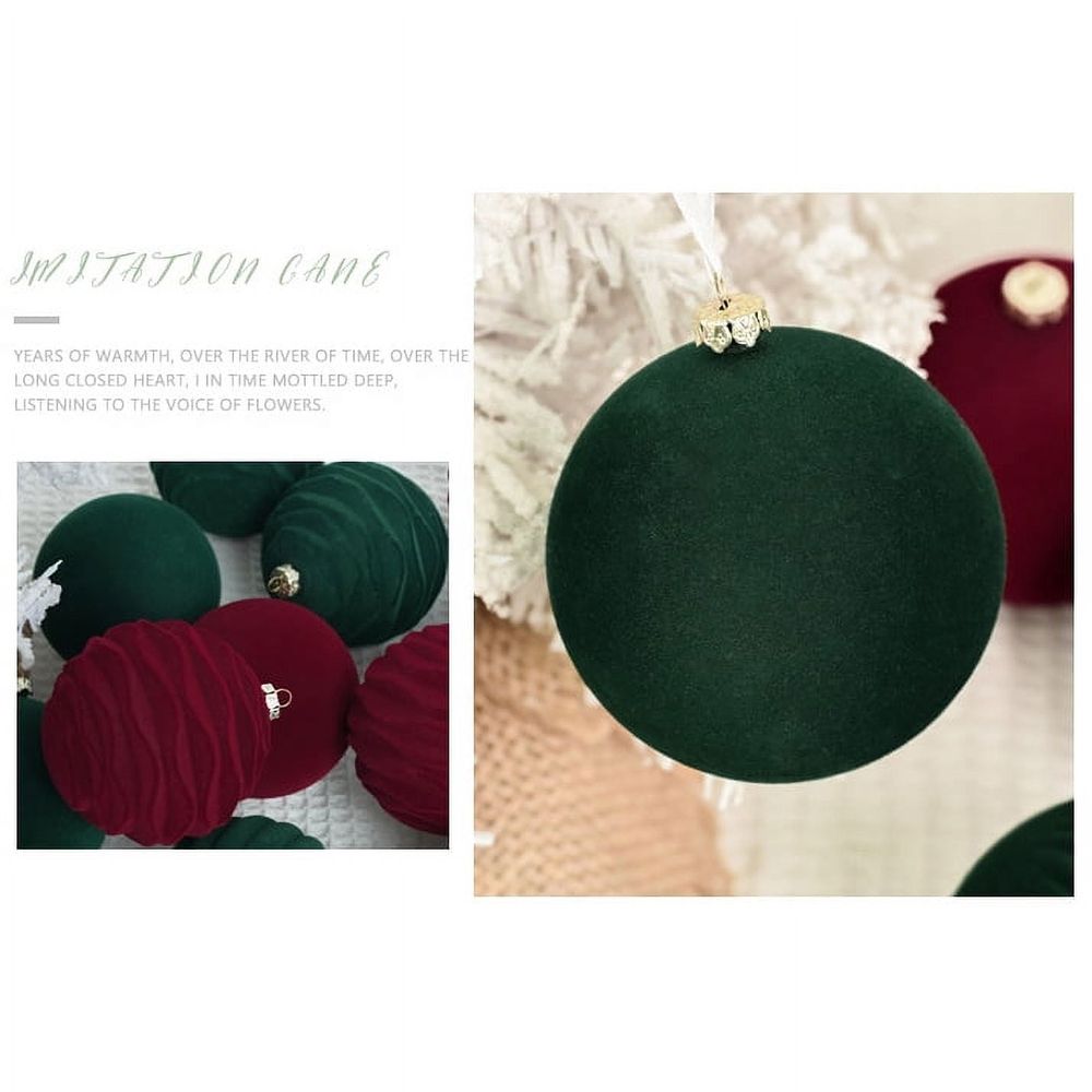 24pcs 3.15" Velvet Christmas Balls Xmas Tree Hanging Ornaments Shatterproof Decorations Pendants with Gift Box