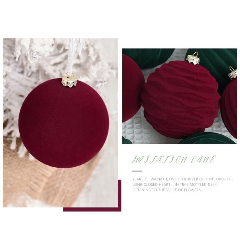24pcs 3.15" Velvet Christmas Balls Xmas Tree Hanging Ornaments Shatterproof Decorations Pendants with Gift Box