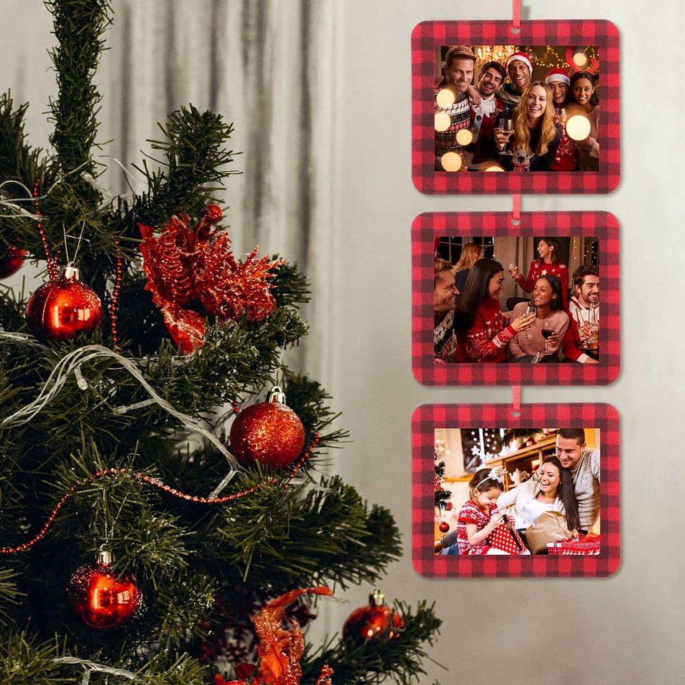 12-Pack Photo Frame Hanging Ornaments Christmas Decorations for Kids, Office, Home Holiday Decor