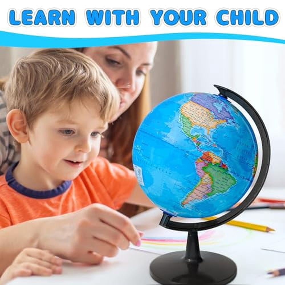 8" Kids Globe,Political Globe with HD Waterproof Surface & Writable & Erasable Globe & Bright Colors to Stimulate Children\'s Interest,Funny Educational Tools & Desk Decoration & Gifts