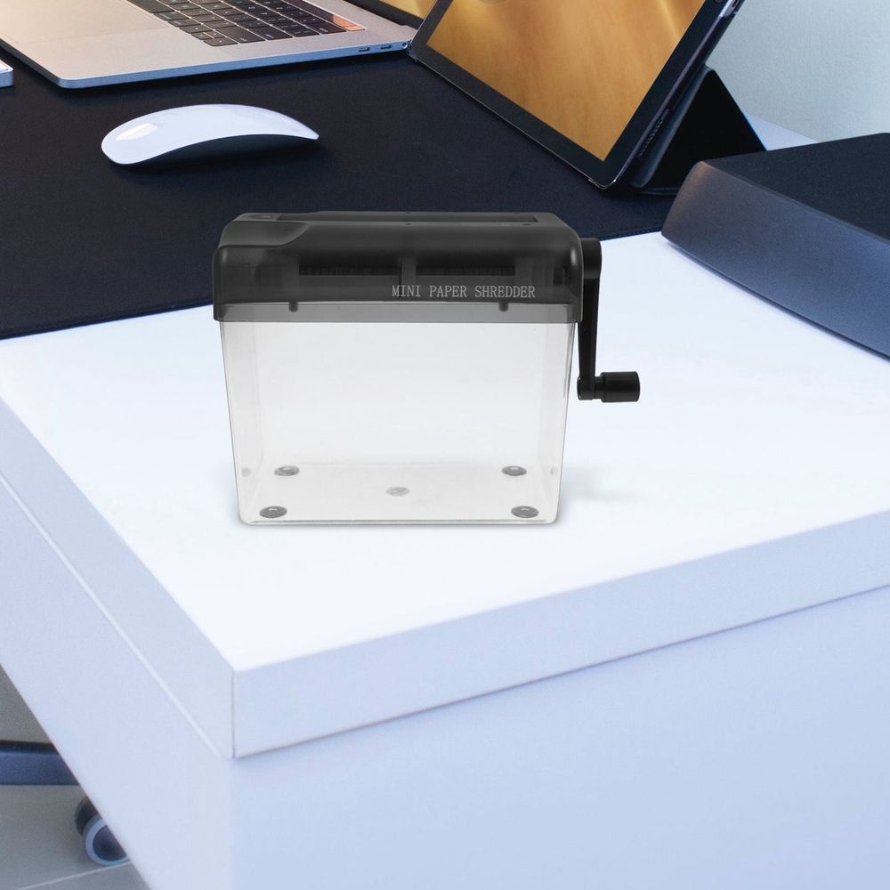 Black Manual Desktop Paper Shredder Small Hand Crank Office Use Compact Shredder for Home and Work