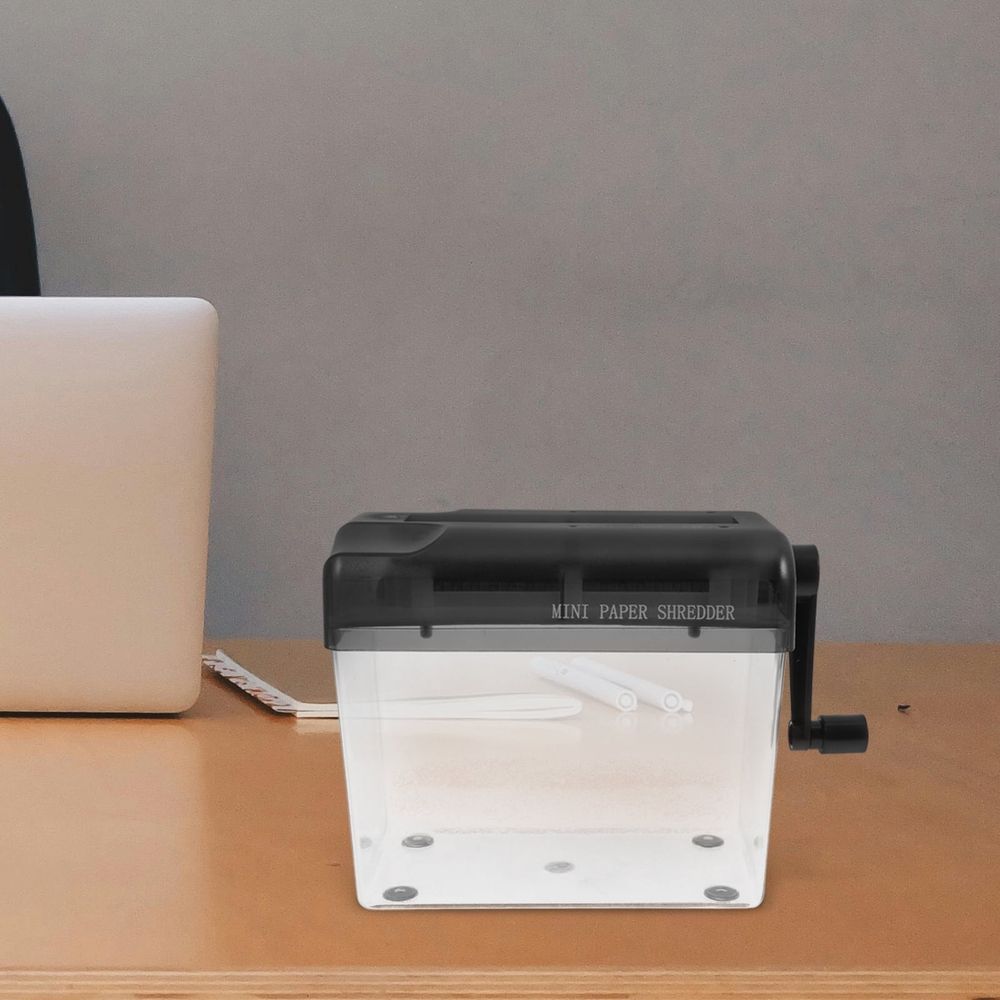 Black Manual Desktop Paper Shredder Small Hand Crank Office Use Compact Shredder for Home and Work