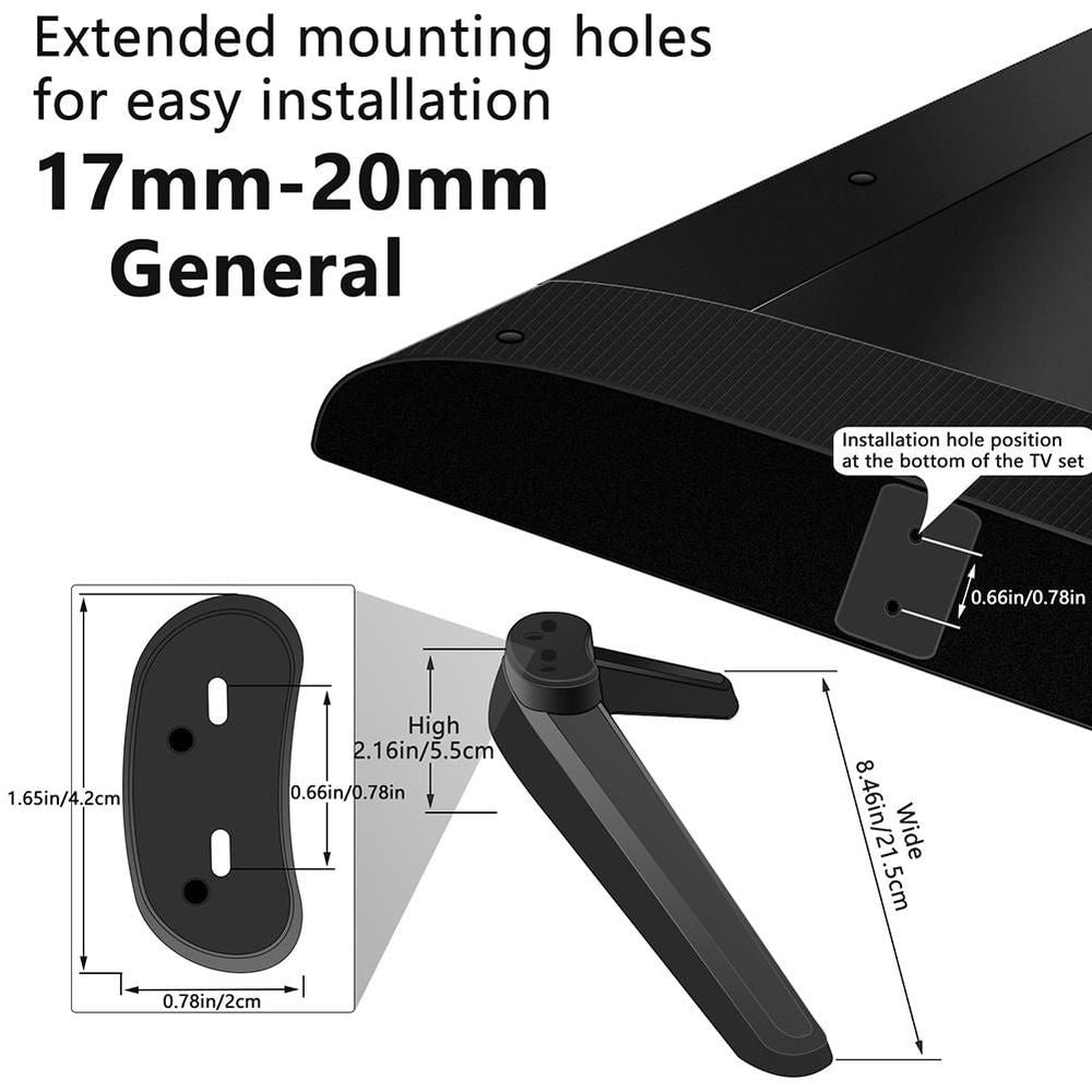 Universal Tv Stand, Table Top Tv Legs Base Stand Replacement, 17mm-20mm Tv Base Pedestal Feet Tv Stand Mount Legs for Televisions With Mounting Holes, Tv Base Pedestal Feet Tv Stand Mount