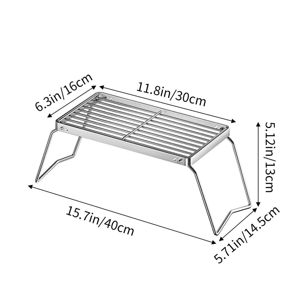 Folding Campfire Grill, Stainless Steel Camping Grill Grate with Foldable Legs for Different Cookware,Thickened Non Stick Grill, Easy to Clean,Suitable for Outdoor Camping Cooking