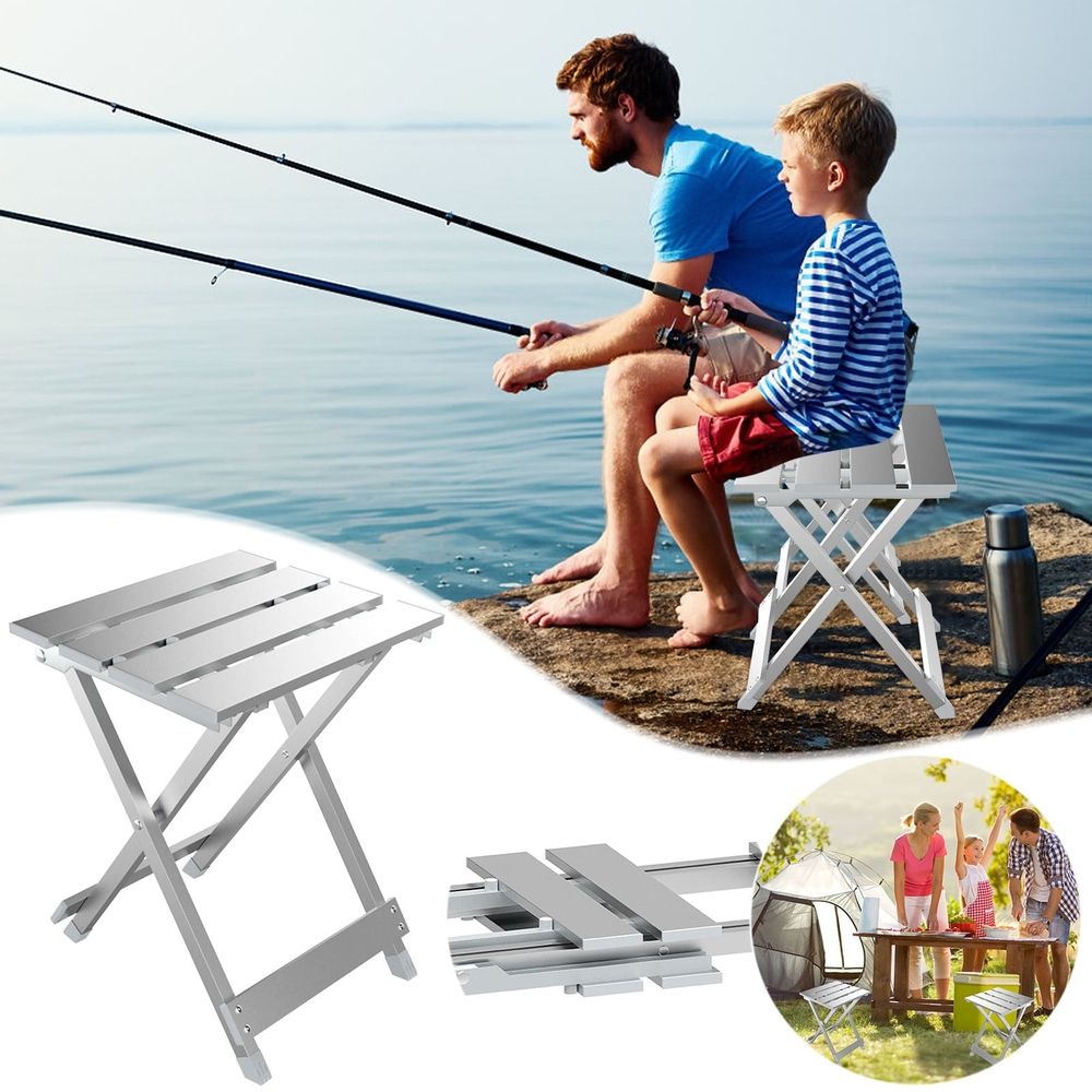 Large Aluminum Folding Side Table Collapsible Outdoor Stand, Lightweight Portable Utility Surface, Heavy Duty Camping RV Picnic Patio Gear, 11.02x10.24x15.4in