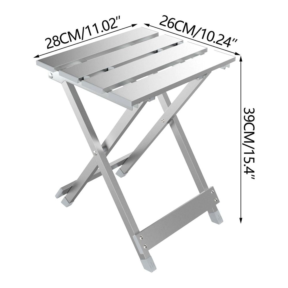 Large Aluminum Folding Side Table Collapsible Outdoor Stand, Lightweight Portable Utility Surface, Heavy Duty Camping RV Picnic Patio Gear, 11.02x10.24x15.4in
