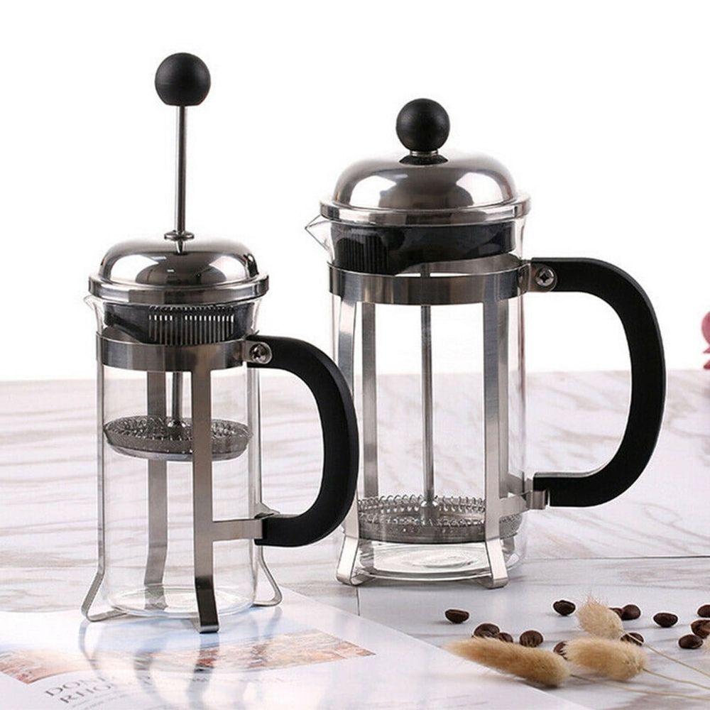 French Press Coffee Maker Stainless Steel French Press with Filter, Heat Resistant Durable, Easy to Clean, Borosilicate Glass Coffee Press,   BPA Free Glass Teapot