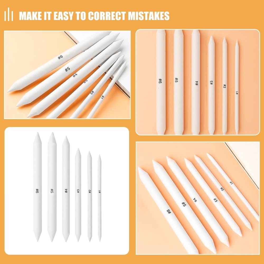 6pcs Sketching Drawing Pencils Set Erasable Highlight Chalk Pencils for Beginners Artists Shading Blending and Sketch Art
