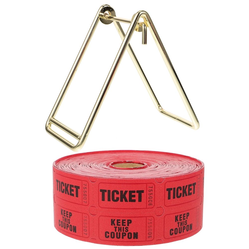 Red Raffle Tickets Roll with Dispenser Iron Paper for Events