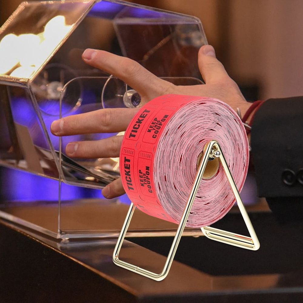 Red Raffle Tickets Roll with Dispenser Iron Paper for Events