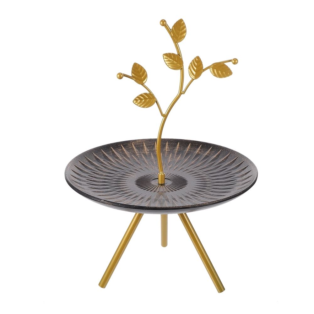Iron and Wooden Dessert Tray for Organizing Jewelry and Sweets 1Pc