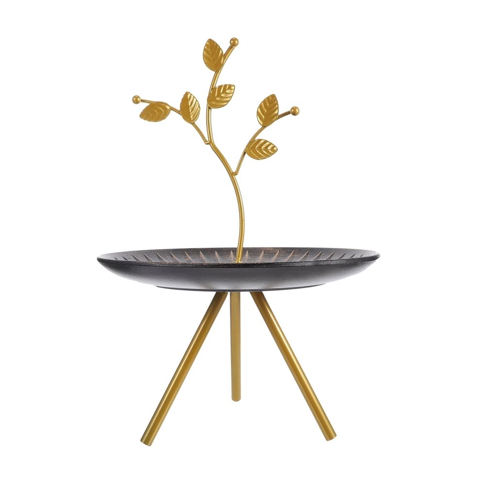 Iron and Wooden Dessert Tray for Organizing Jewelry and Sweets 1Pc