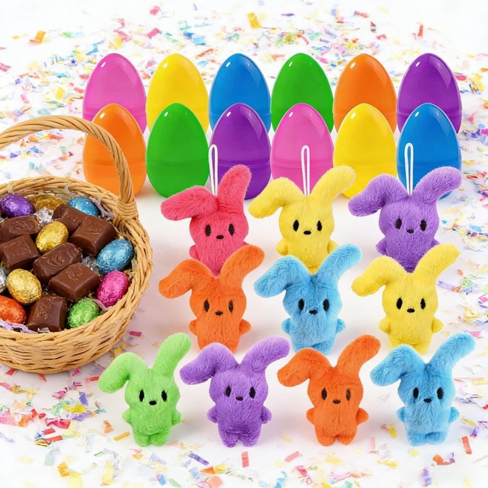 Plush Stuffed Eggs 12 Cute Colorful Easter Fillers, for Easter Party Teenagers and Gift Baskets
