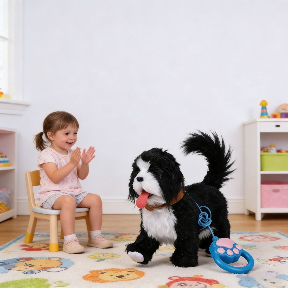 Interactive Robotic Puppy with Sensors Sound Mimicking Realistic Barking and Licking Actions, Singing Dancing Toy for Toddlers and Kids