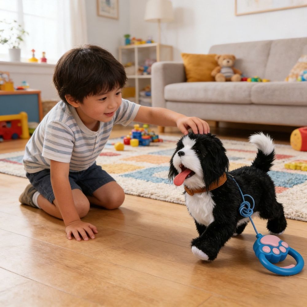 Interactive Robotic Puppy with Sensors Sound Mimicking Realistic Barking and Licking Actions, Singing Dancing Toy for Toddlers and Kids