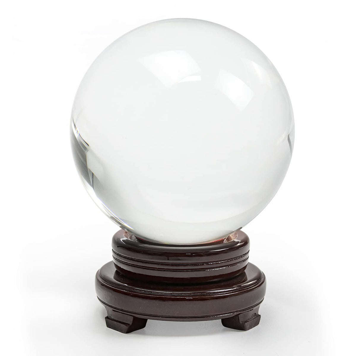 Crystal Ball 150mm Clear Crystal Ball Artificial Glass Crystal Ball Magic Healing Crystal Sphere Ball Lense Ball with Wooden Stand
