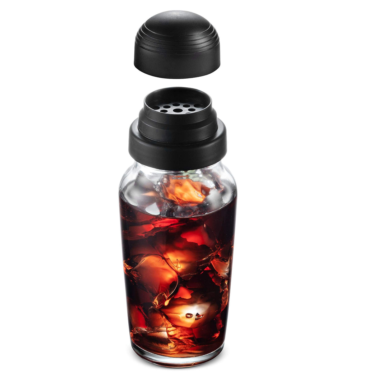Cocktail Shaker, Martini Shaker,  Made Glass Bar Shaker Built in filter, 19oz (Glass Sherk Cup Black one)