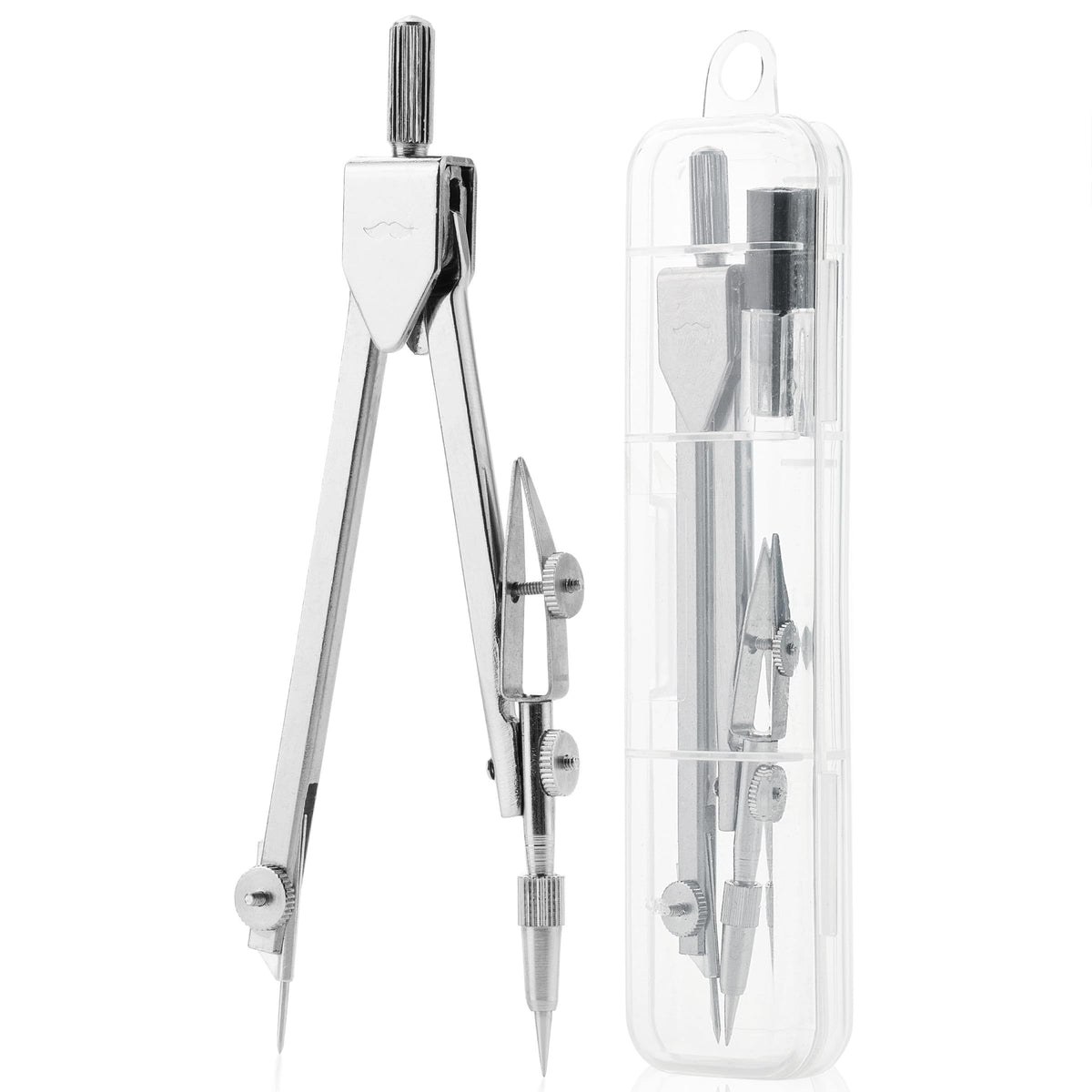 Pen- Compass for Geometry, Silver with Extra Leads, Metal Compass Drawing Compass, Compass Drawing, Drafting Compass