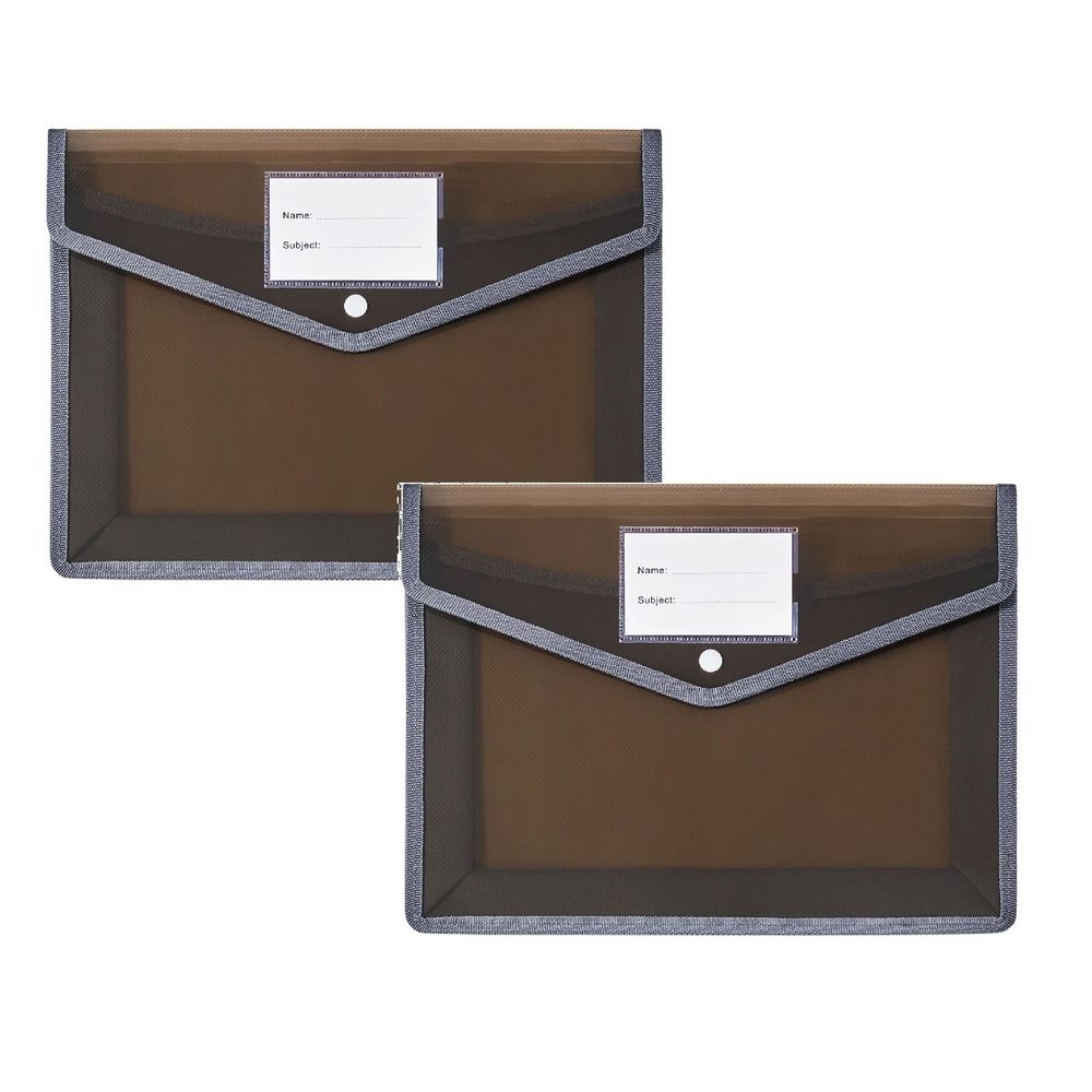 2pc Plastic Expandable File Organizer Folder,Large Capacity Paper Organizer with Buckle and Label,No Dividers,Waterproof Document Holder for Receipt/Bill/Taxes,Letter Size ,12.99 x 9.84 in(Black)