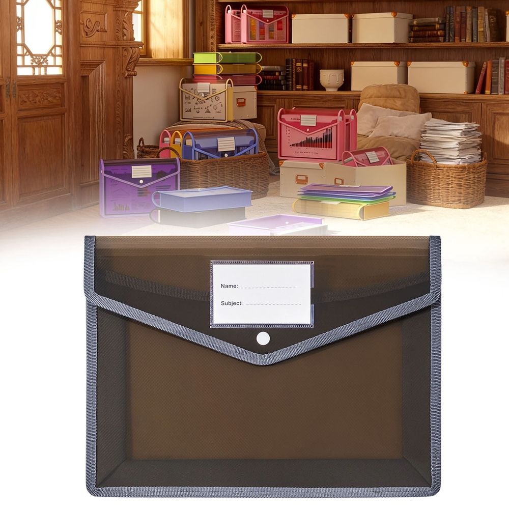 2pc Plastic Expandable File Organizer Folder,Large Capacity Paper Organizer with Buckle and Label,No Dividers,Waterproof Document Holder for Receipt/Bill/Taxes,Letter Size ,12.99 x 9.84 in(Black)