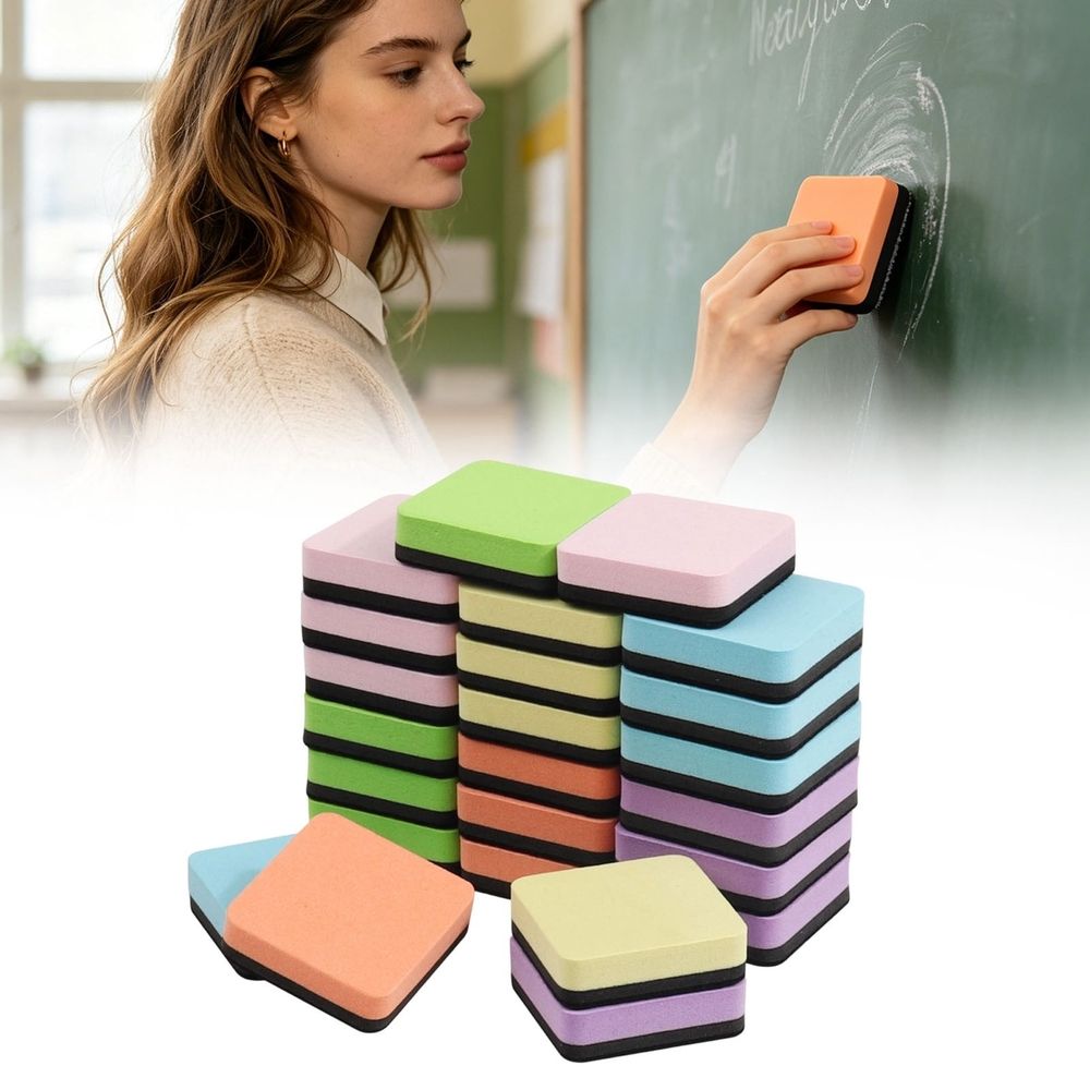 24 Pack Dry Erase Eraser,Magnetic Whiteboard Eraser,Multi-purpose White Board Eraser,Dry Erase Board Eraser,Mini Dry Erase Erasers Perfect for Home and Office Supplies,1.96x1.96 in(Blue)