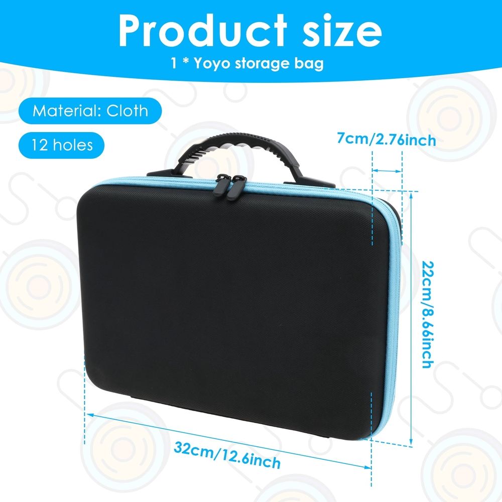 12 Holes Yoyo Ball Storage Bag, Yoyo Carry Case with Handle, Lightweight Outdoor Equipment Protective Bag for Daily Training