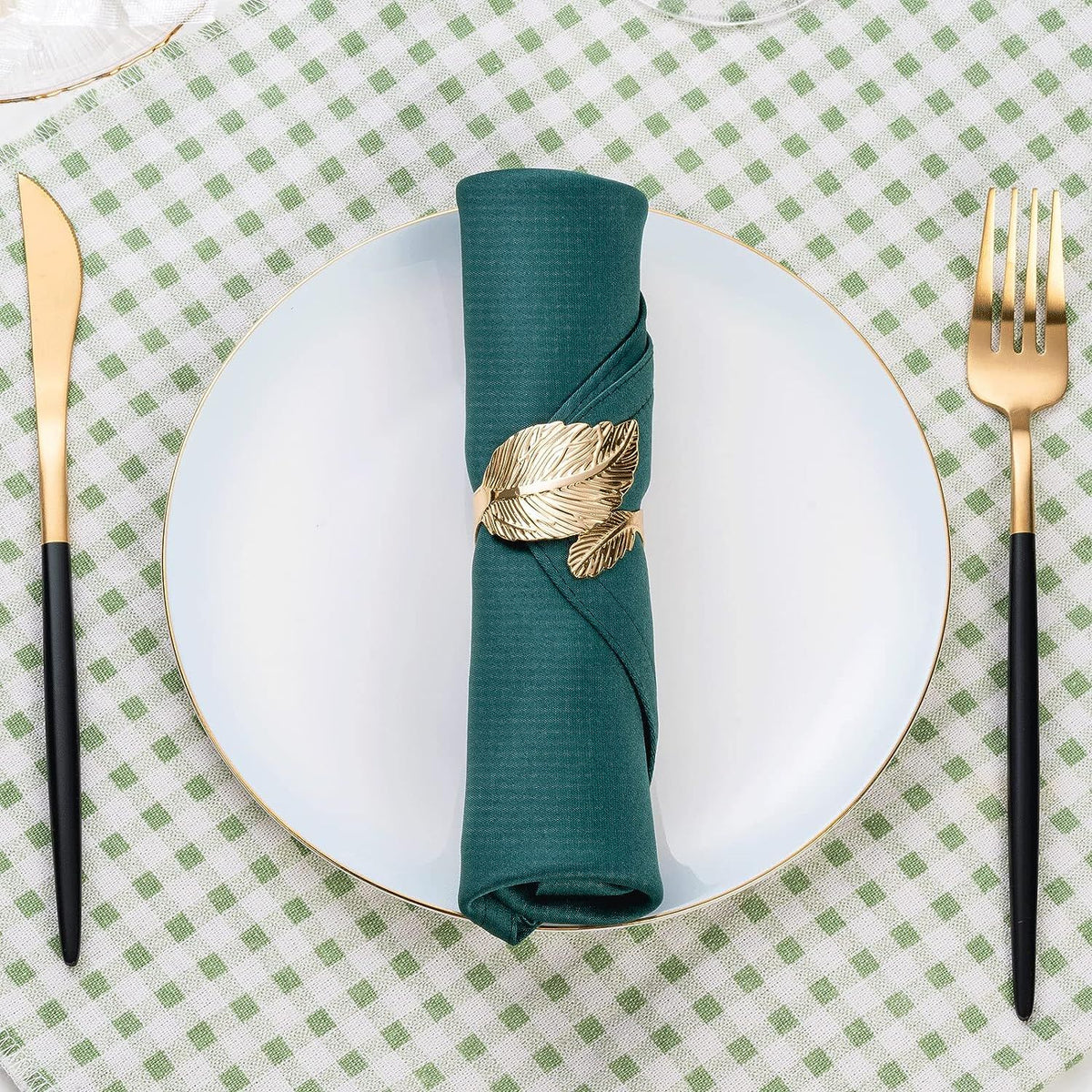 Gold Leaf Napkin Rings Set of 8, Metal Material  Gold design napkin rings look more stylish and sophisticated