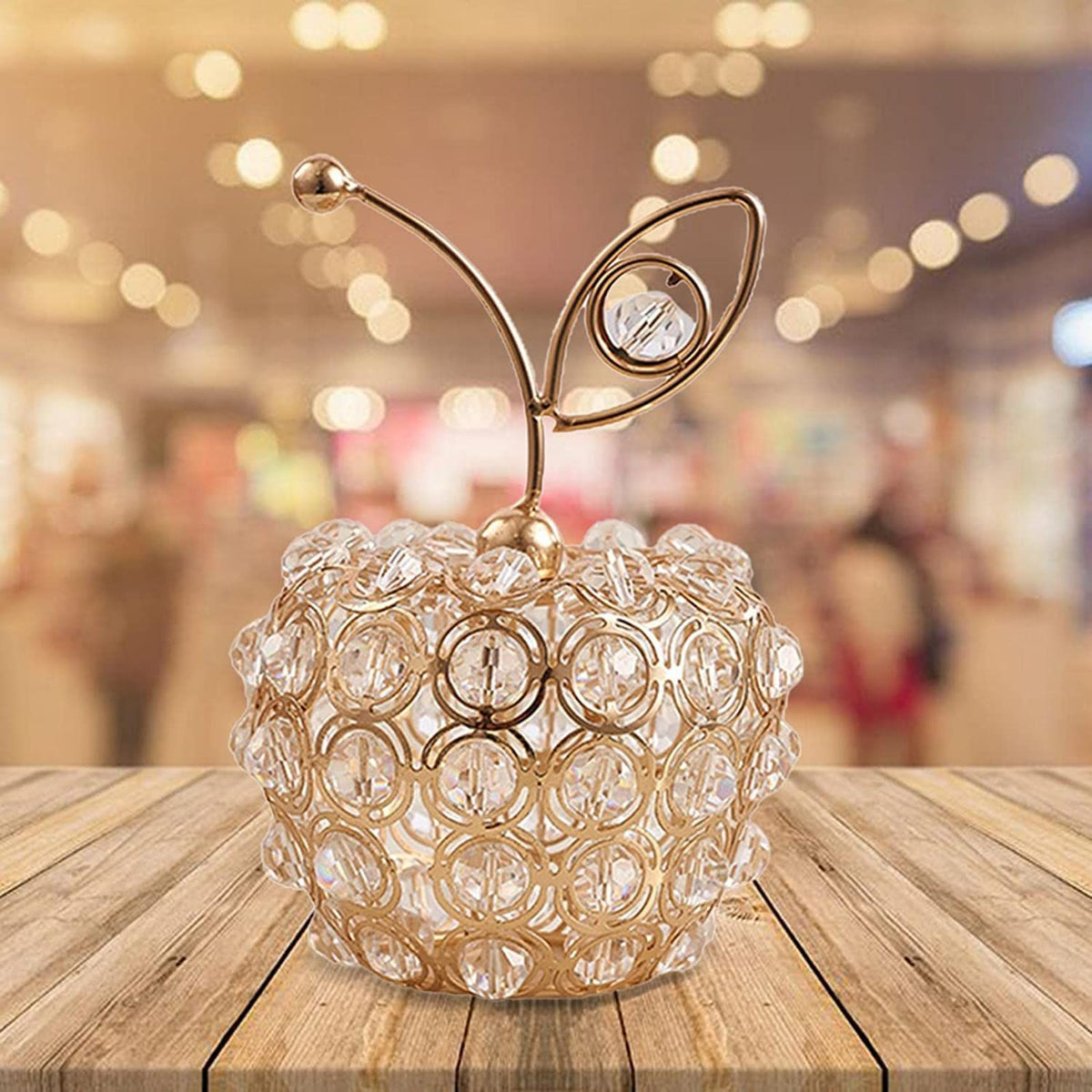 Rhinestone Crystal Pear Apple Statue Adorable Collectible Figurines Decorative Crafts for Living Room Bedroom Desktop Decor