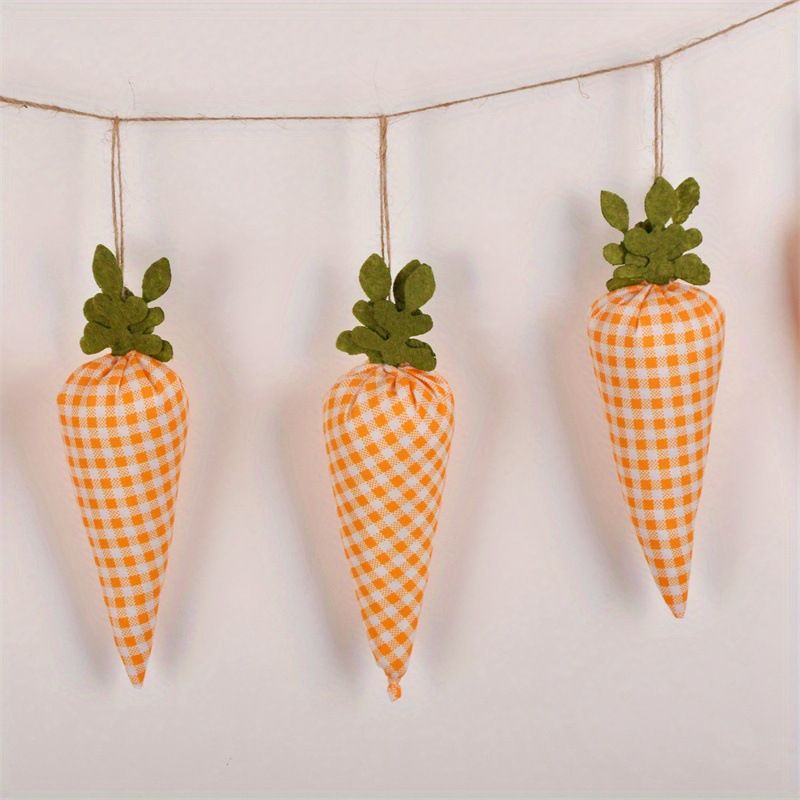Easter Carrot Banner Bunny Carrot Garland Fabric Wall Vegegtable Ornament for Party Wall Fireplace Window Decors