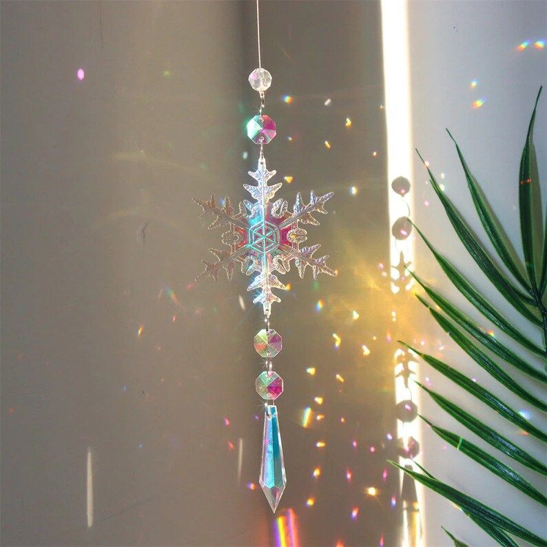 Christmas Ornaments Snowflake Crystal Suncatcher Icicle Hanging Window Christmas Tree Decoration Christmas Icicles Crystal Ornaments