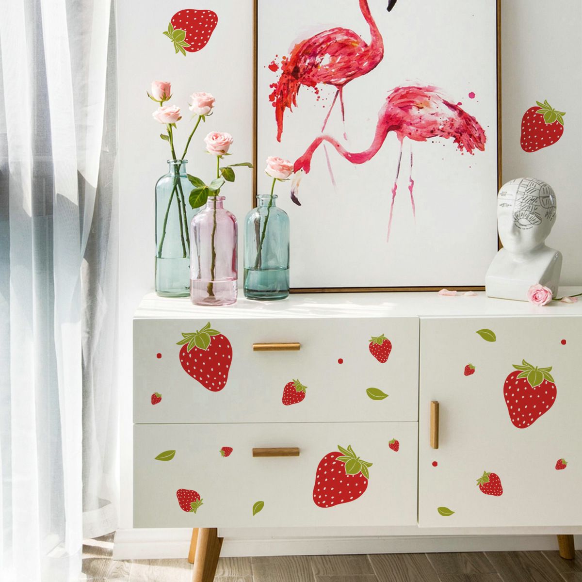 Strawberry Decor Strawberry Stickers Strawberry Wall Decals for Girls Boys Baby Bedroom Nursery Wall Decor