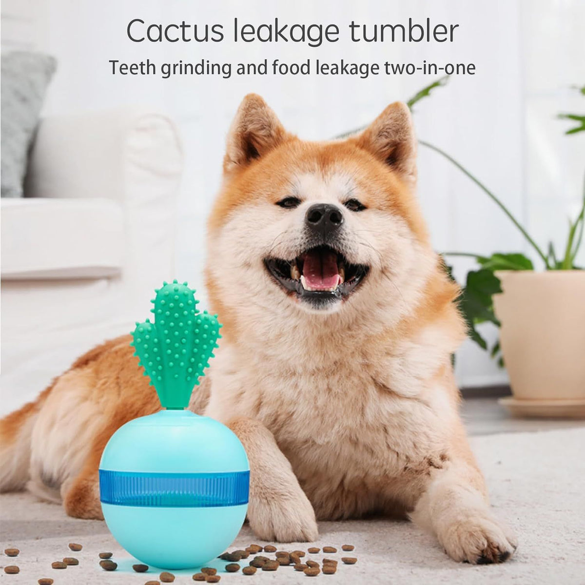 Dog Treat Dispenser Toy,Interactive Dog Ball,Teeth Grinding and Cleaning,Suitable for Small Sogs and Puppies (Blue)
