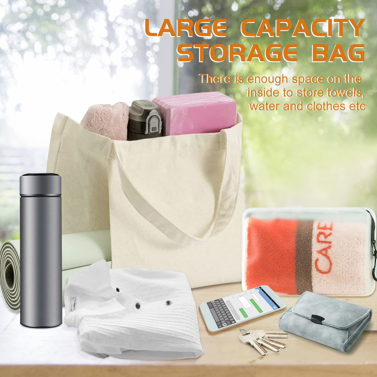 Yoga Bag with Yoga Mat Carrier, Pilates Tote Bag and Yoga Block for Women, Canvas Shoulder Bag with Pocket for Gym, Office